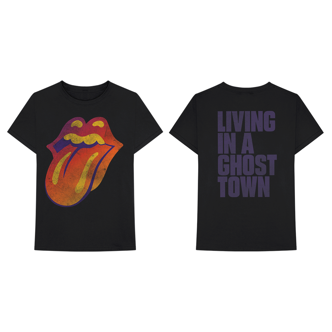 Bravado Rolling Stones Men's Distressed 50th Anniversary Tongue T-Shirt - Charcoal, Short Sleeve, 100% Cotton